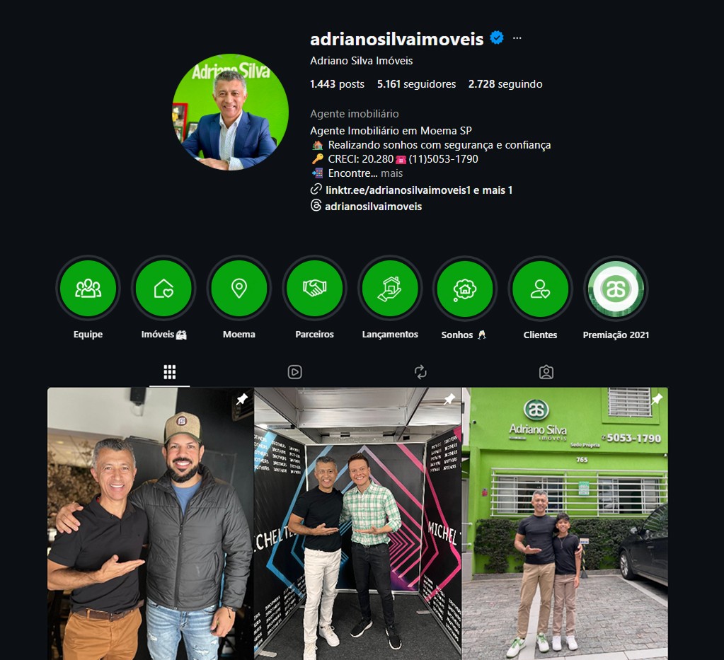 Perfil do Instagram Adriano Silva Imóveis